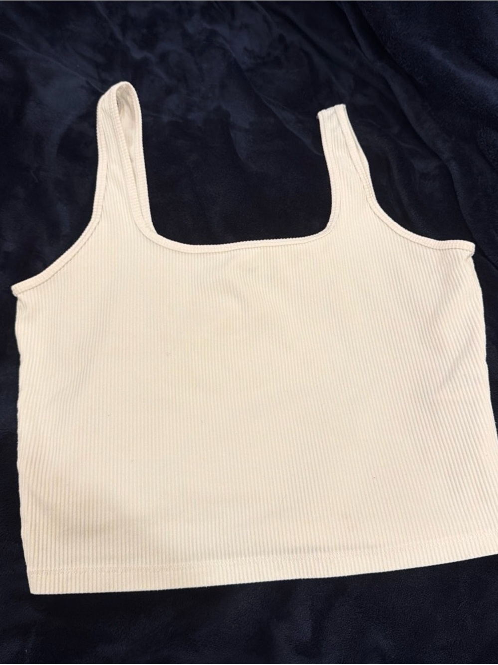Hollister Cream Ribbed Square Neck Tank